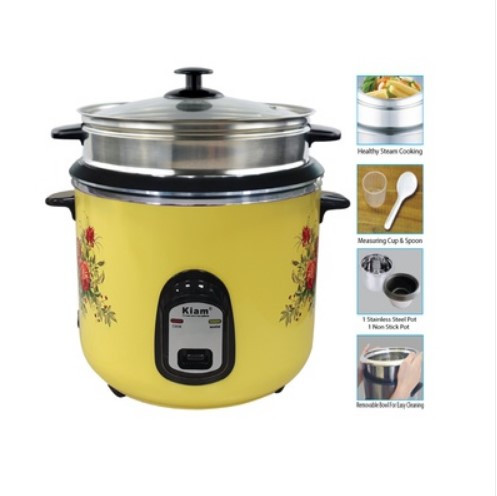 Kiam Rice cooker full body  1.8 L double pot / 1 Ns and 1 ss