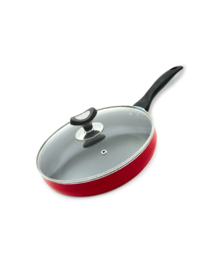 Topper Nonstick Glamour Fry Pan With Lid 28 CM - Red