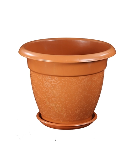 TEL Modern Flower Tub With Tray 18" - Sandal Wood