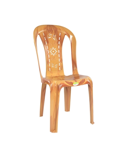 TEL Polypropylene Supreme Deco Armless Flower Chair - Sandal Wood