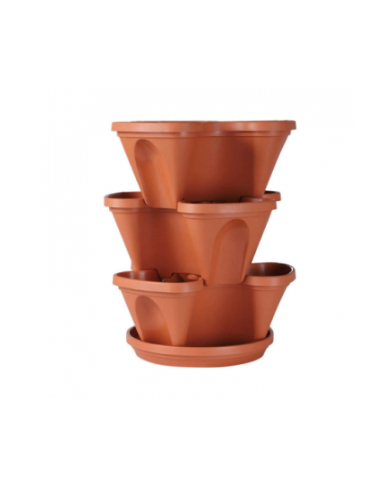 TEL Polypropylene Vertical Gardening 3 Pcs Flower Tub Set - Brown