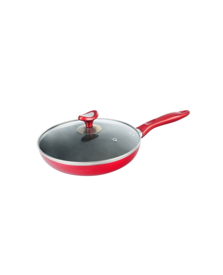 Topper Nonstick Elegant Fry Pan With Lid 24 CM - Red